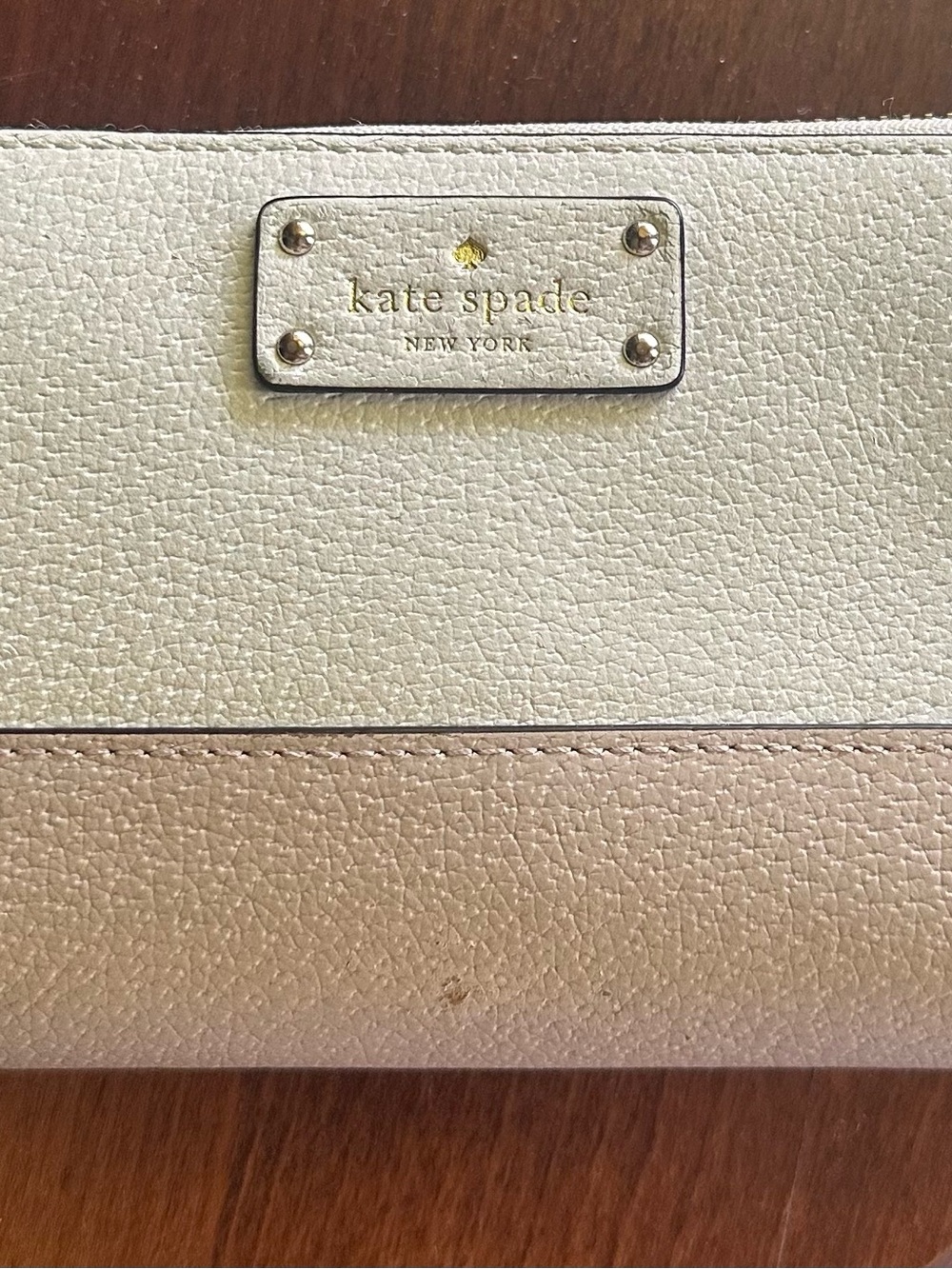 kate spade Two-Tone Cream and Tan Leather Wallet